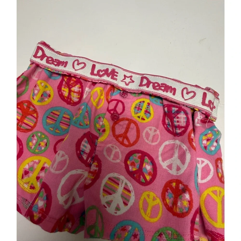 The Children's Place Girl Pink Peace Sign Pajama Sleep Shorts S 5/6 Retro Lounge